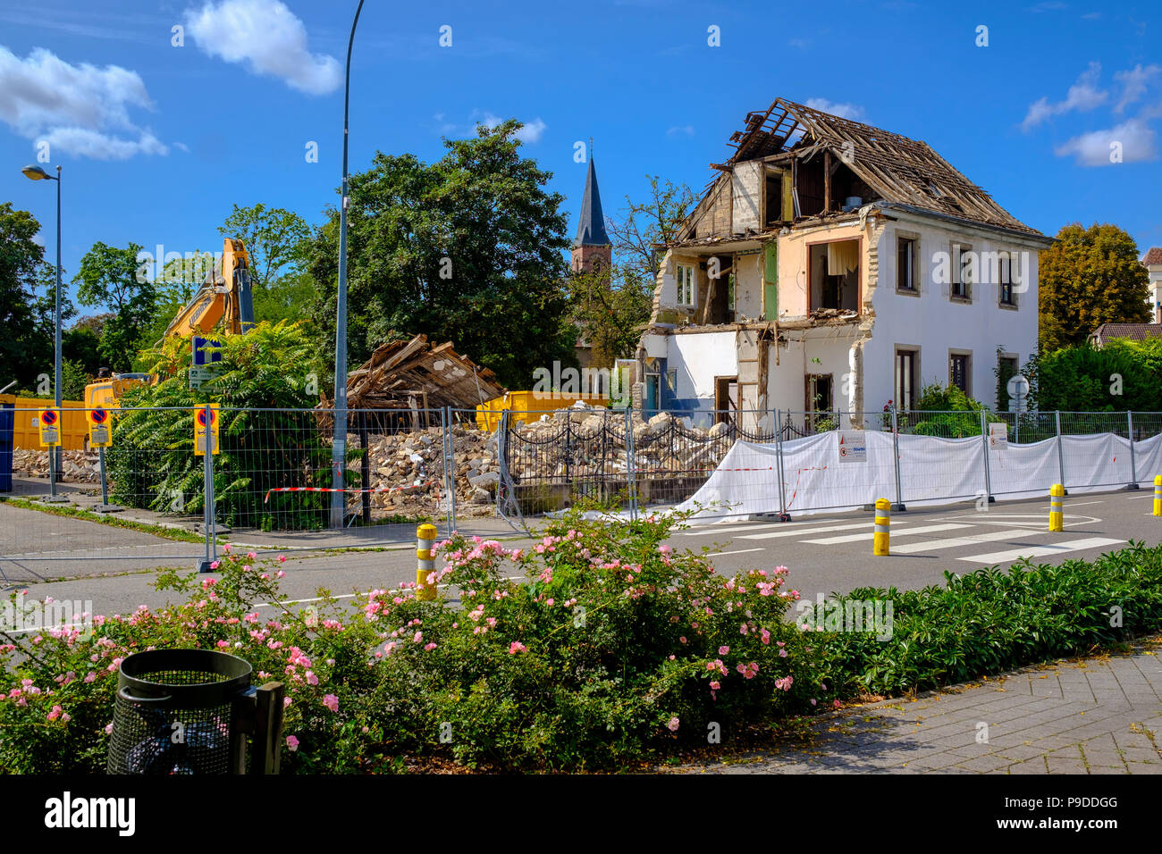 Straßburg, zerrissen, Haus, Straße, abbruchbaustelle, Elsass, Frankreich, Europa, Stockfoto