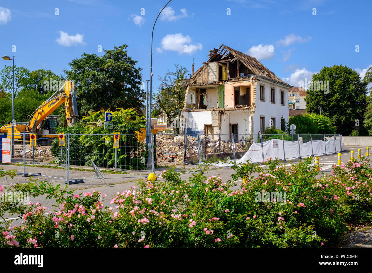 Straßburg, zerrissen, Haus, Straße, abbruchbaustelle, Elsass, Frankreich, Europa, Stockfoto