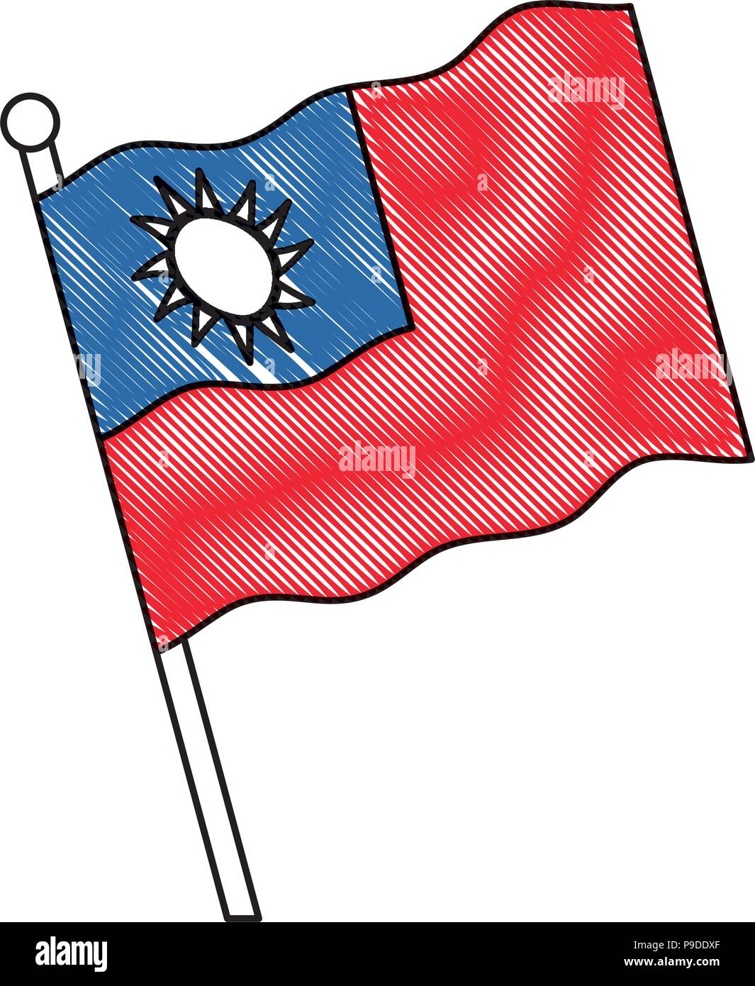 Taiwan Flagge Symbol auf weißem Hintergrund, Vector Illustration Stock Vektor