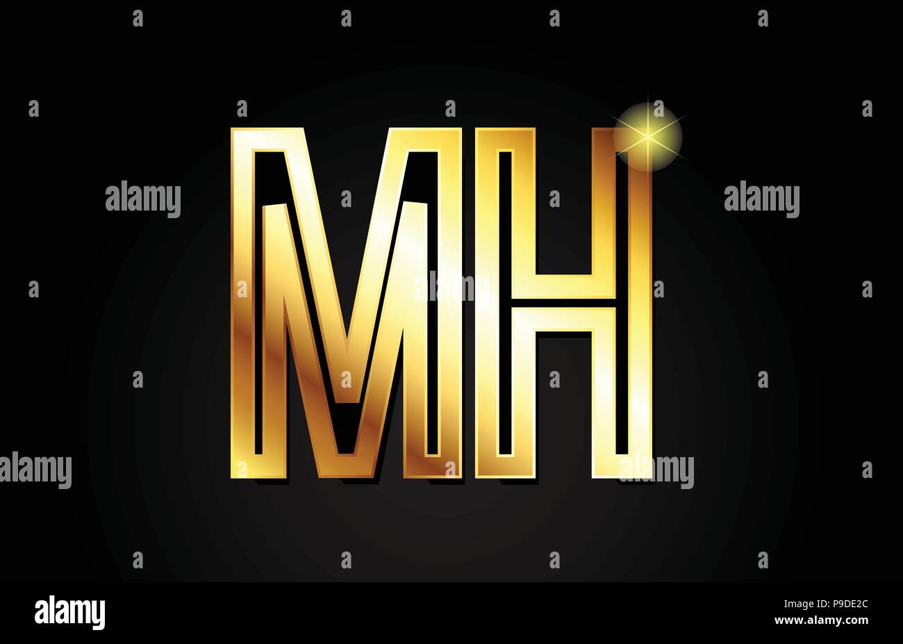 Gold Buchstaben mh m h logo Kombination design geeignet für ein Unternehmen oder ein Geschäft Stock Vektor