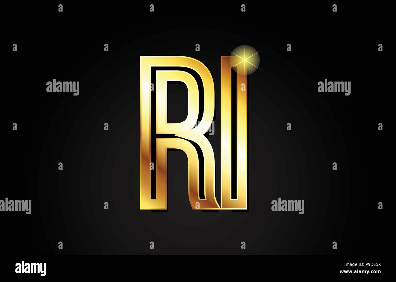 Gold Buchstaben ri r i logo Kombination design geeignet für ein Unternehmen oder ein Geschäft Stock Vektor