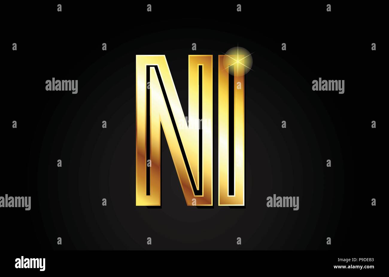 Gold Buchstaben ni n i logo Kombination design geeignet für ein Unternehmen oder ein Geschäft Stock Vektor