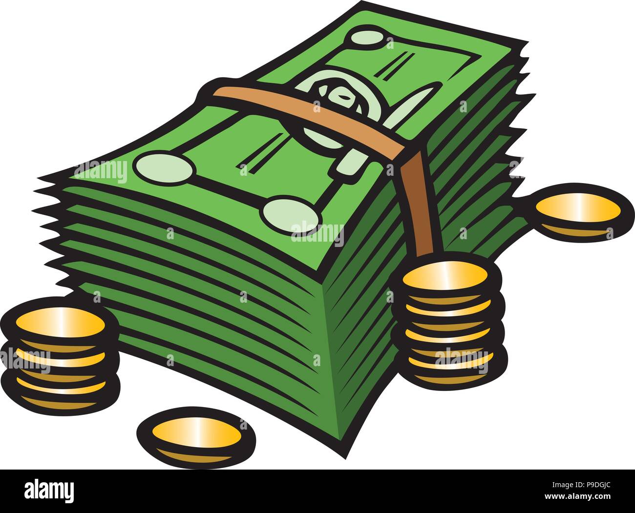 Cartoon Vector Illustration von US-Geld Stock Vektor
