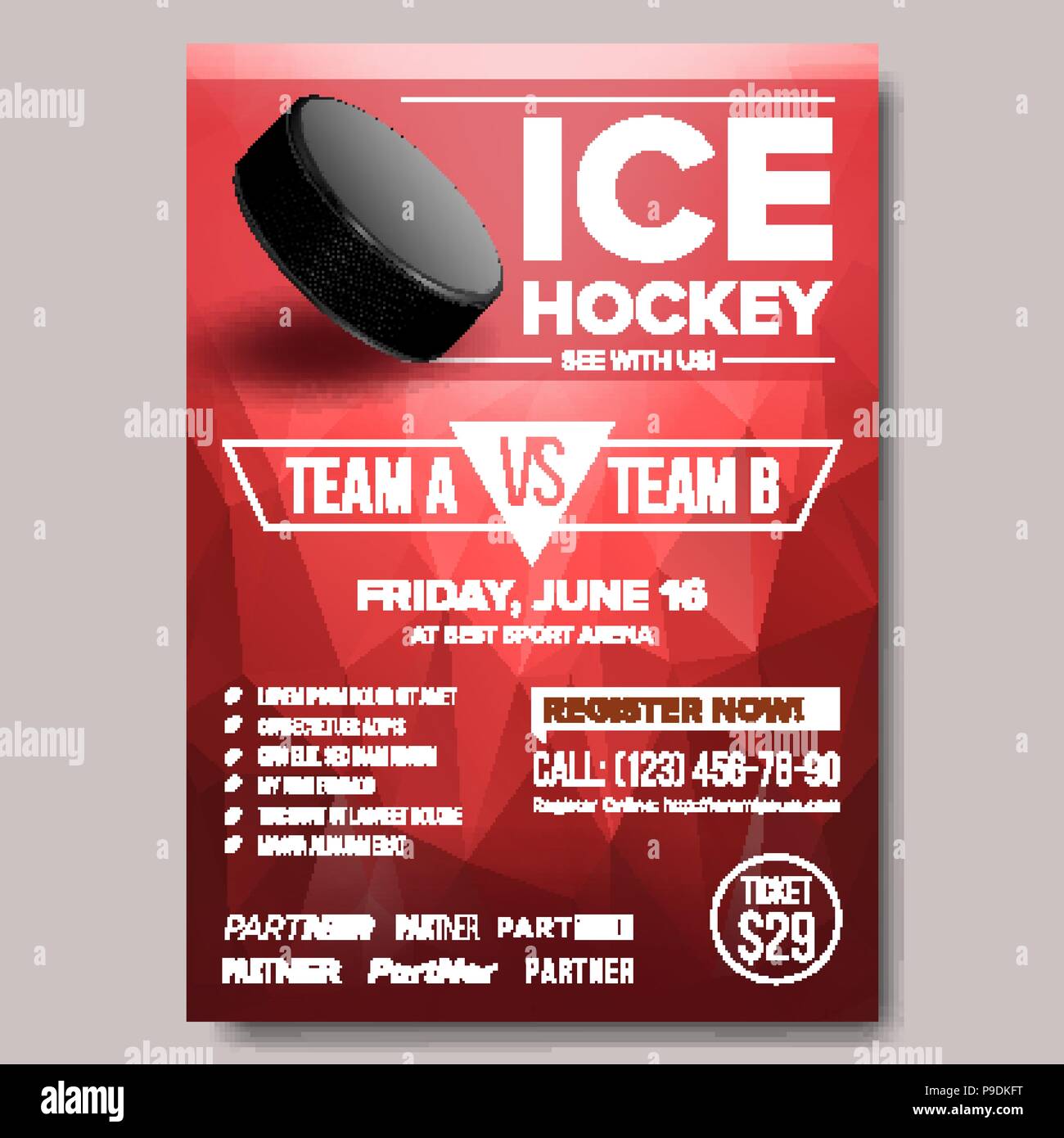 Eishockey Poster Vektor. Eishockey Puck. Vertikale Design für With Hockey Flyer Template
