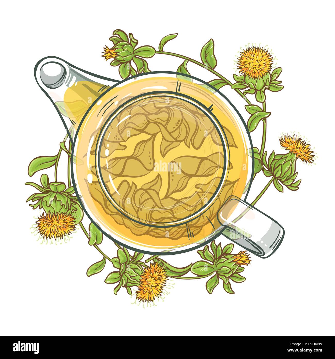 Saflor Kaffee Vector Illustration auf weißem Hintergrund Stock Vektor