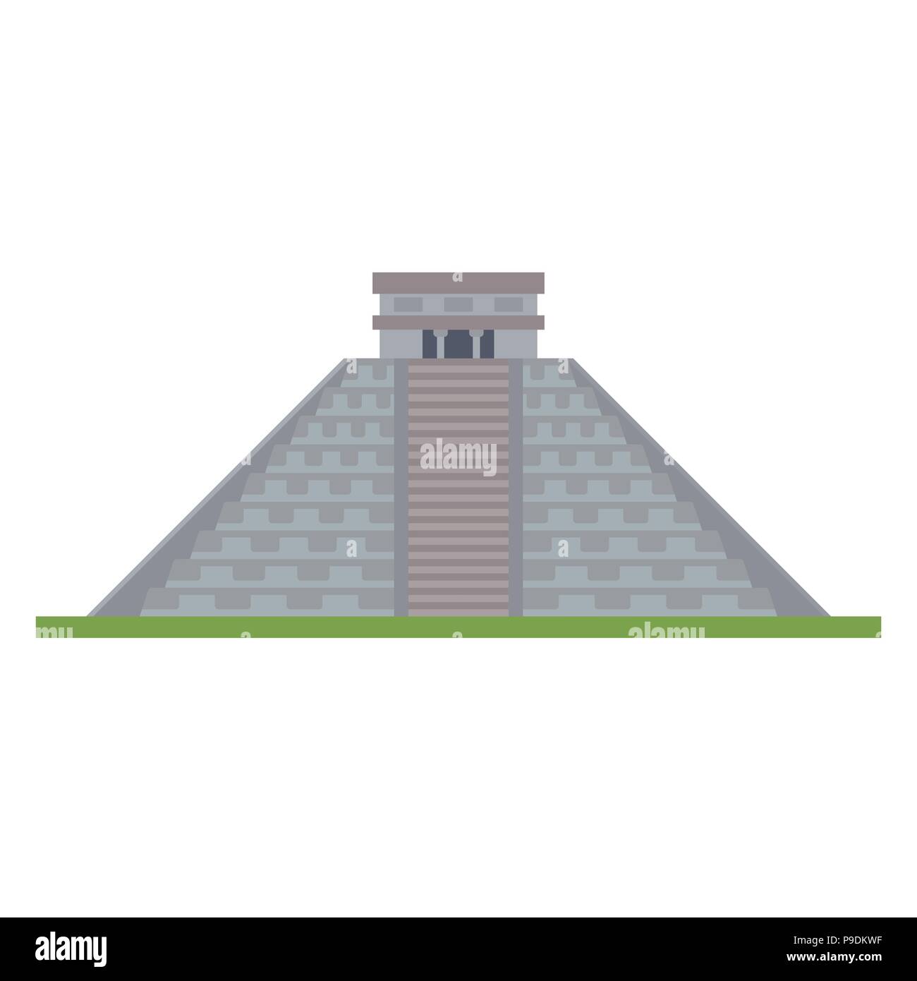 Flache Bauweise isoliert Vektor Icon von kukulkan Pyramide in Chichen Itza, Yucatan, Mexiko Stock Vektor