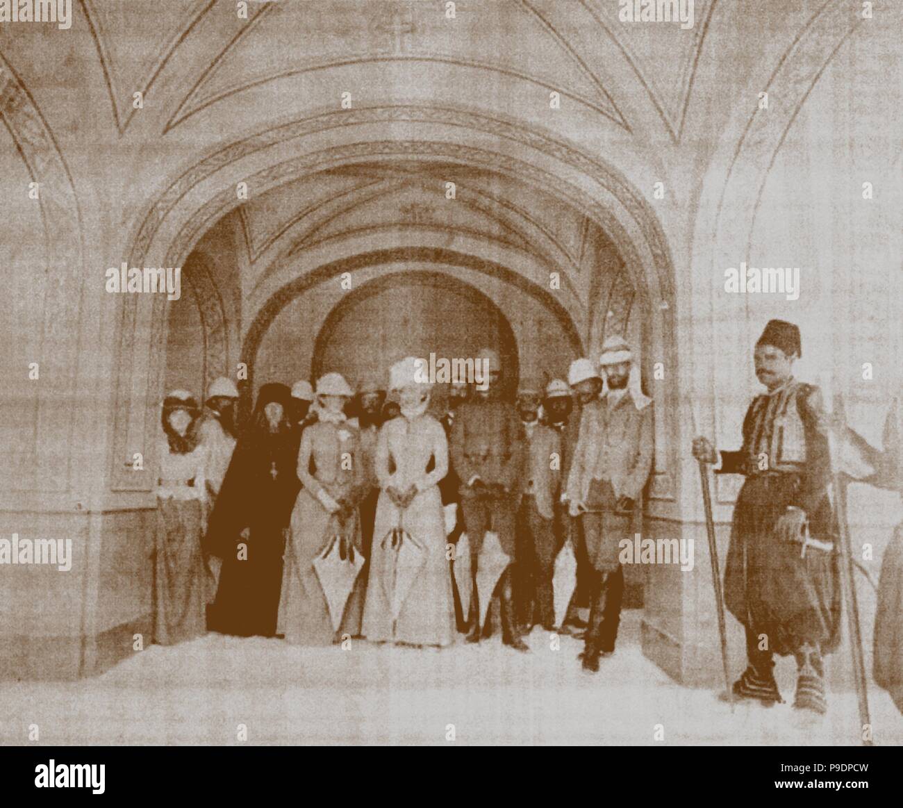 Großfürst Sergei Alexandrowitsch und Großherzogin Elisabeth Fyodorovna an der Russischen Kirche Weihe in Gethsemane. Museum: private Sammlung. Stockfoto