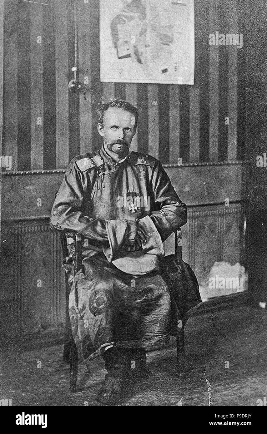 Baron Roman von Ungern-Sternberg in der Mongolei. Museum: Staatliche Russische Film und Foto Archiv, Krasnogorsk. Stockfoto