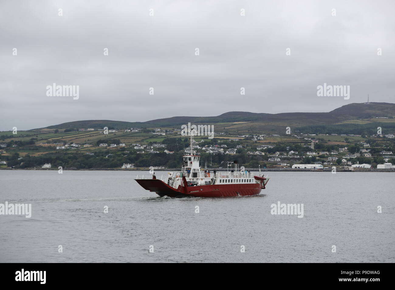 Der Lough Foyle grenzüberschreitende Fähre von Magilligan Point in Nordirland in Greencastle in Co Donegal in der Republik Irland. Stockfoto