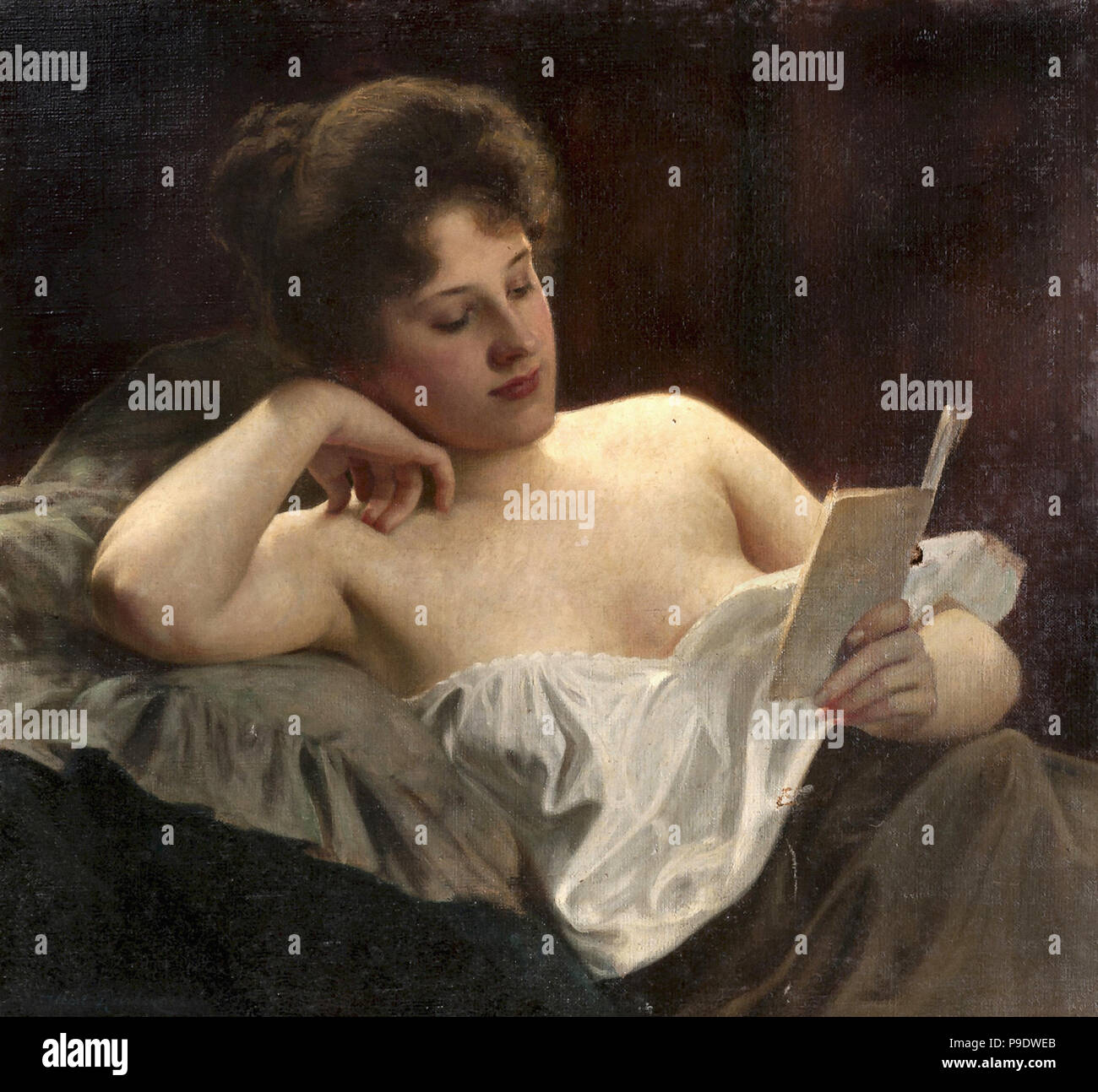 Ritzberger Albert-a Reclining Woman Reading Stockfoto