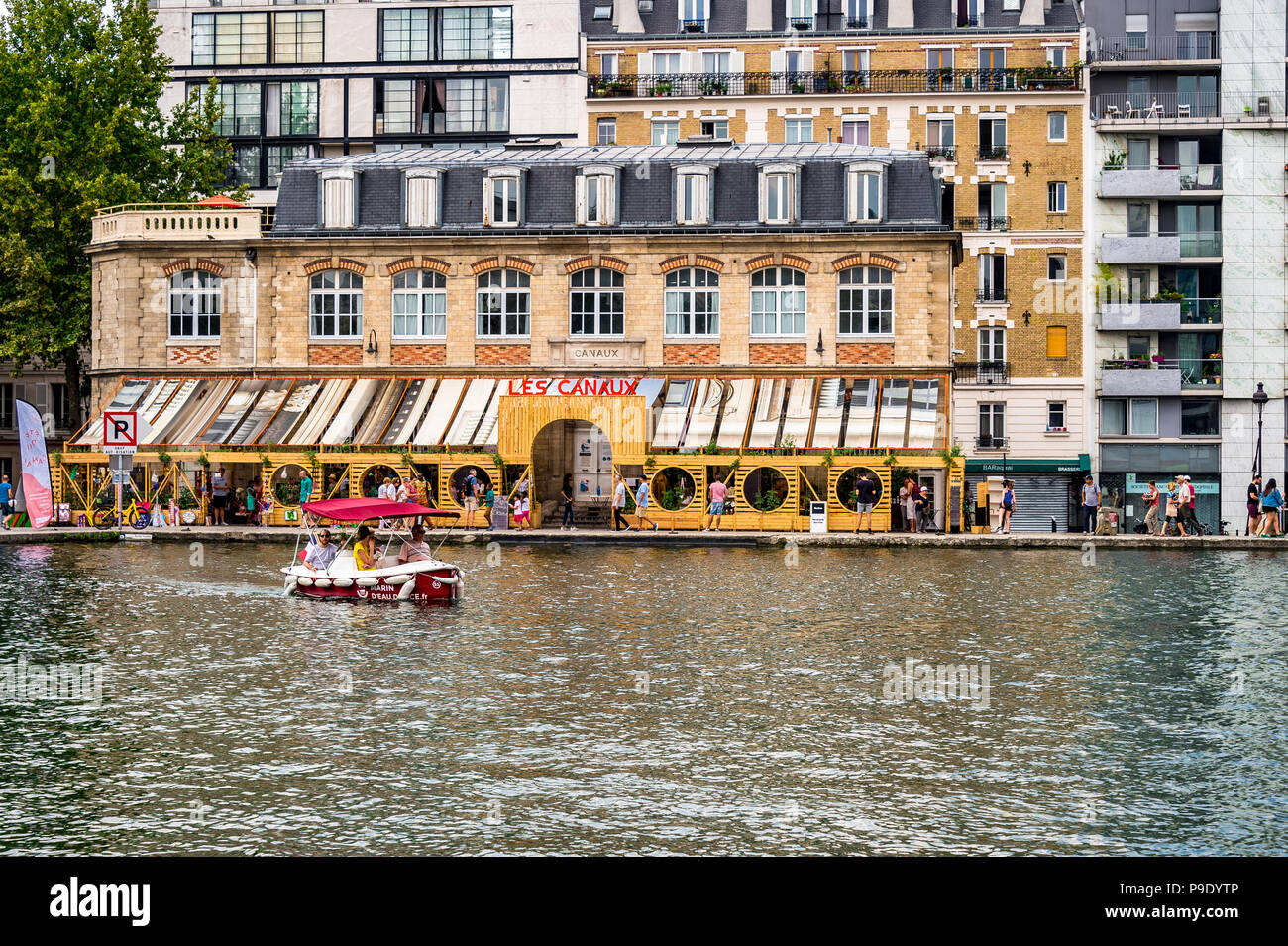 Die Rotunde de la Villette Ende des Bassin de la Villette in Paris, Frankreich Stockfoto