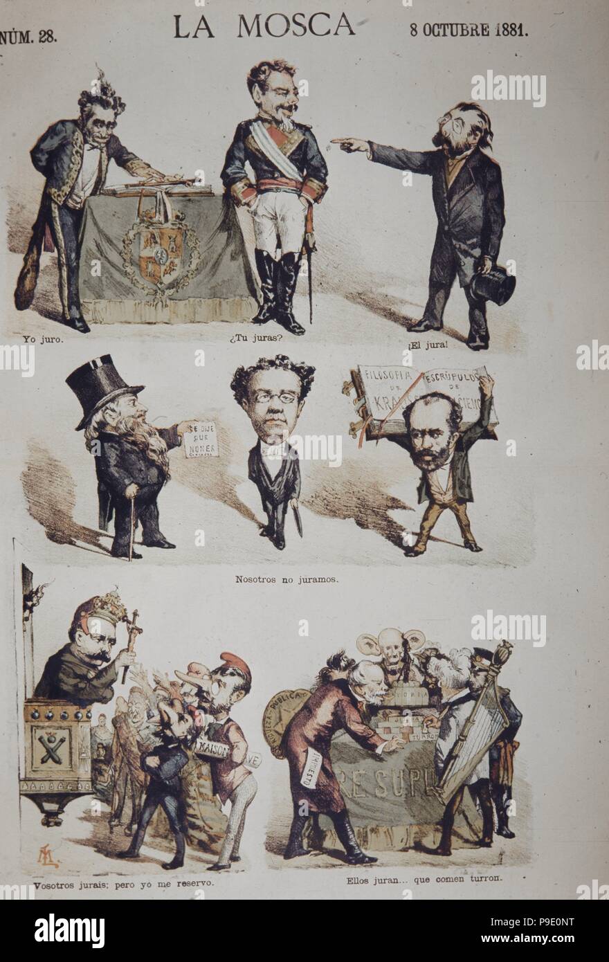 Grabado satírico. La Mosca, Oktober 1881. Stockfoto