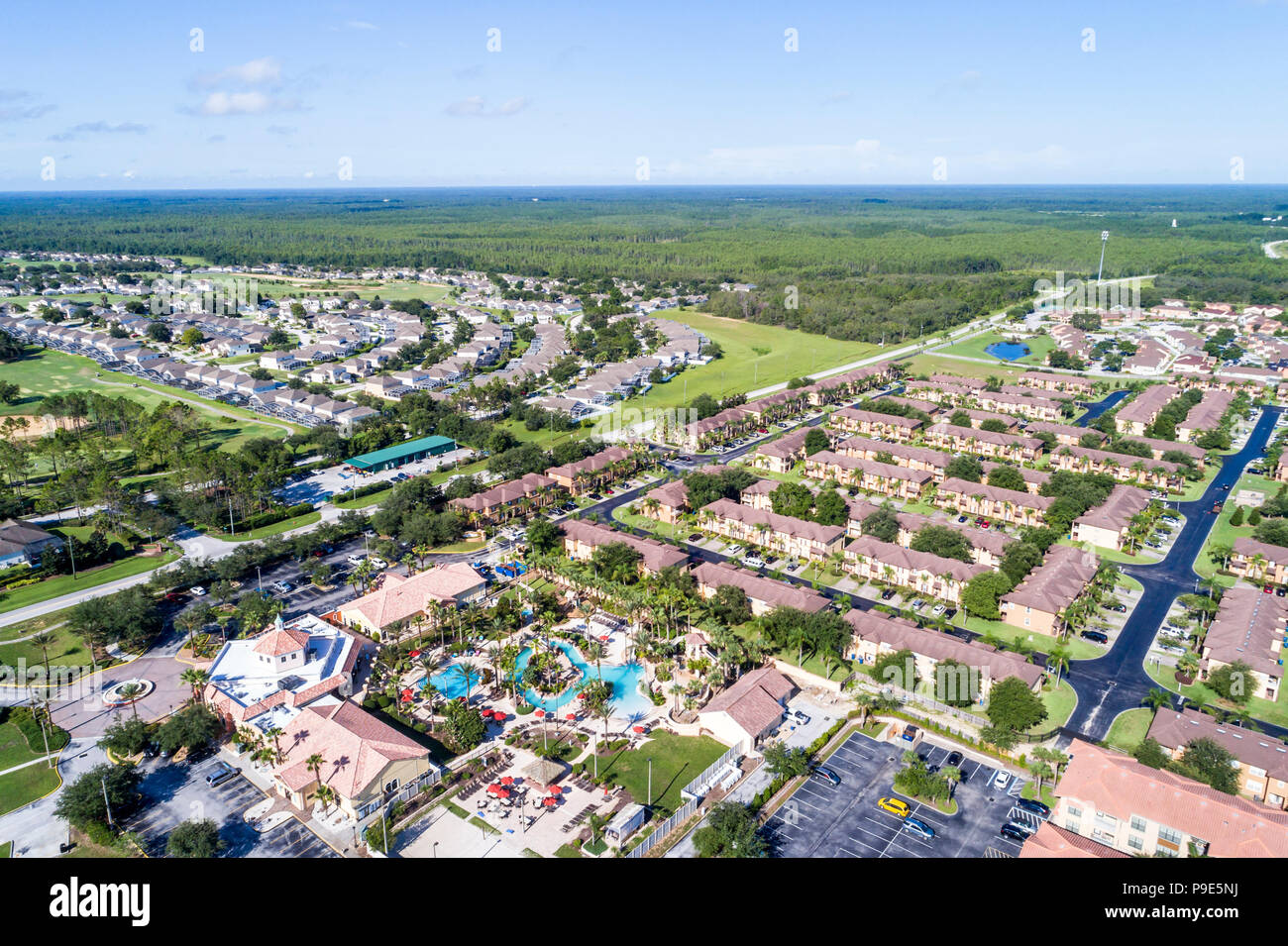 Orlando Florida, Davenport, Welcome Homes USA Regal Palms Resort Bella Piazza Resort, Highlands Reserve, Wohngegend, Luftaufnahme von oben, FL1 Stockfoto