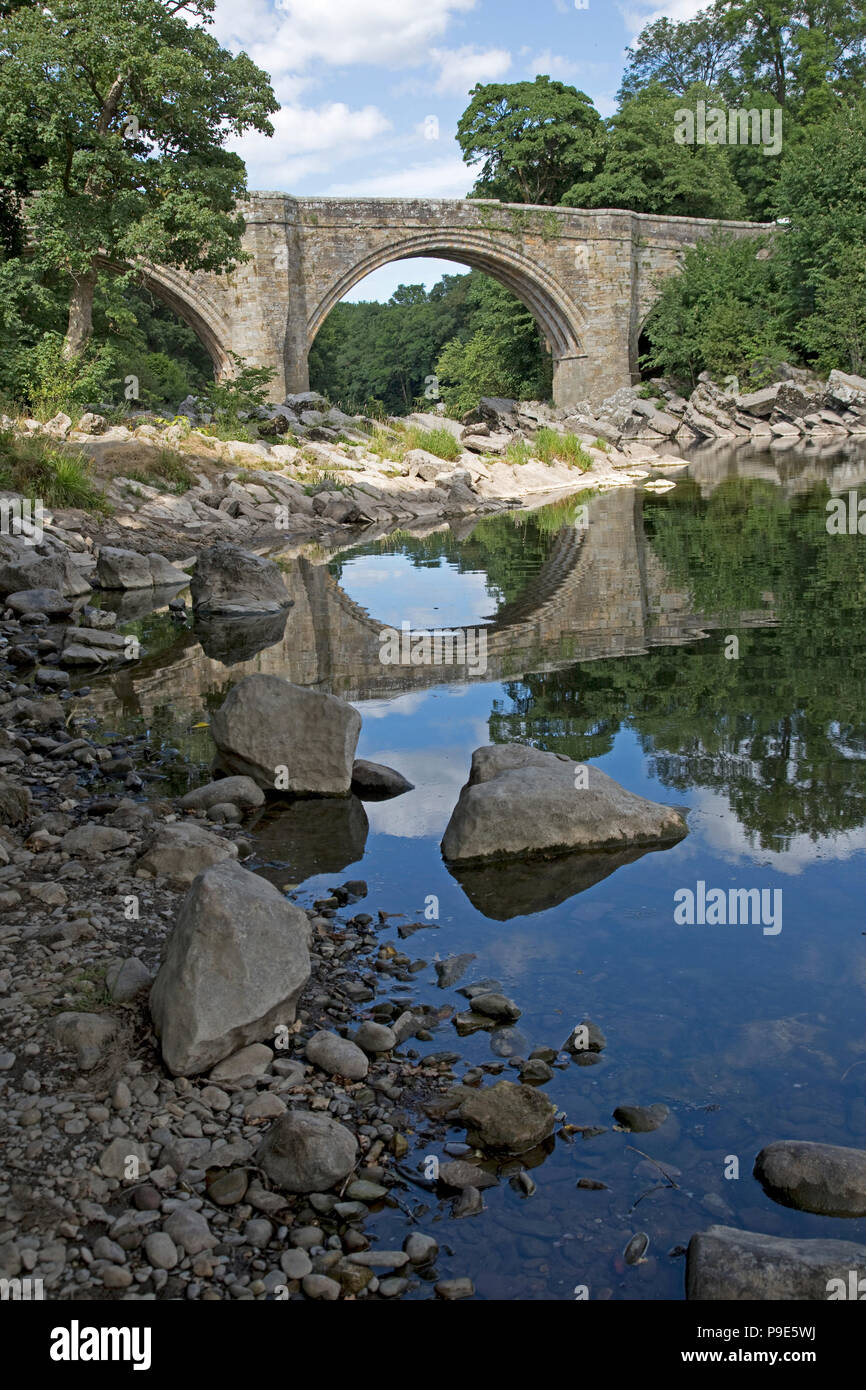 Devils Bridge dreifach gewölbte Brücke von ashlar Sandstein in der 14. oder 15. Jahrhundert über den Fluss Lune Whithorn Wigtownshire Schottland gebaut Stockfoto