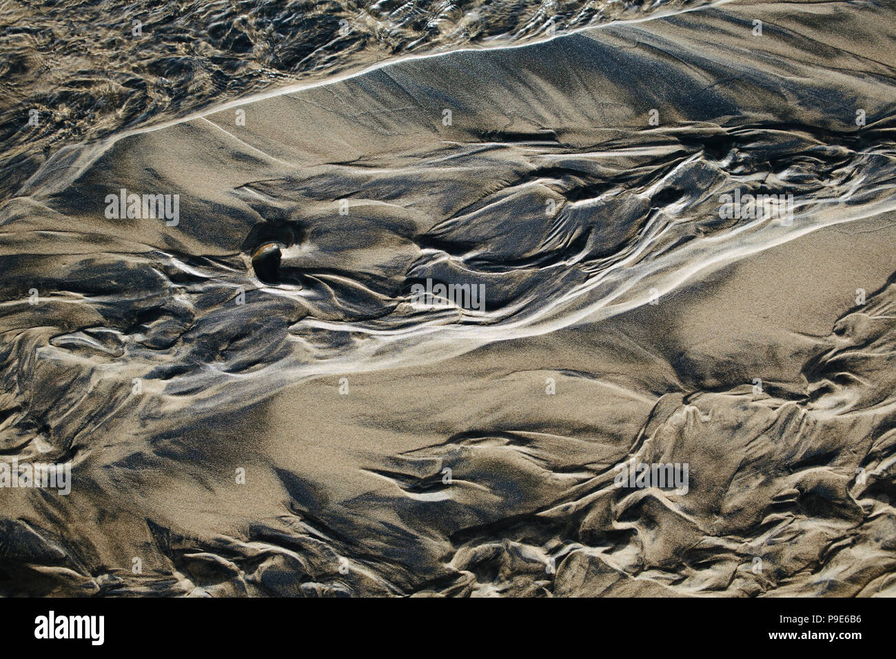 Detail der Strand sand und Muster bei Ebbe, Arcadia Beach State Park, Illinois Stockfoto