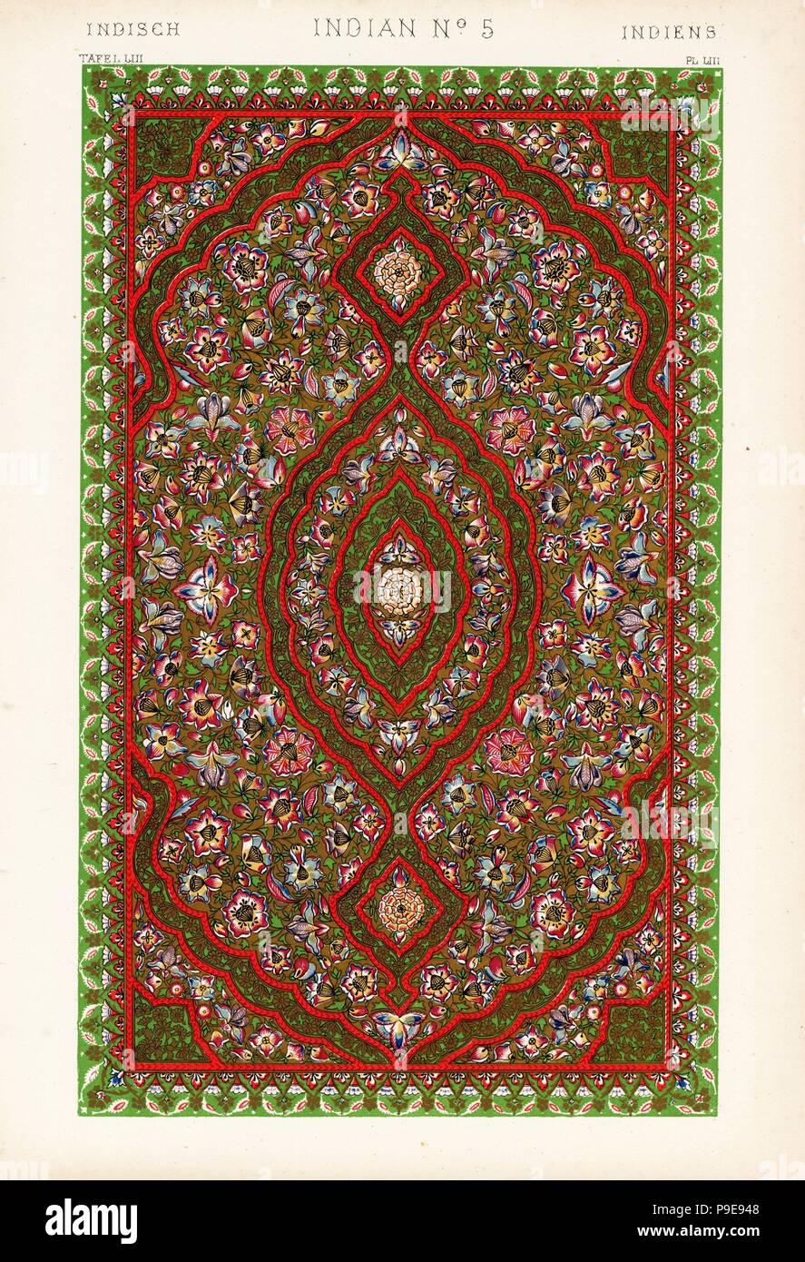 Lack lackiert - Arbeiten aus der Sammlung des India House. Chromolithograph von Francis Bedford von Owen Jones' der Grammatik von Ornament, Quaritch, London, 1868. Stockfoto