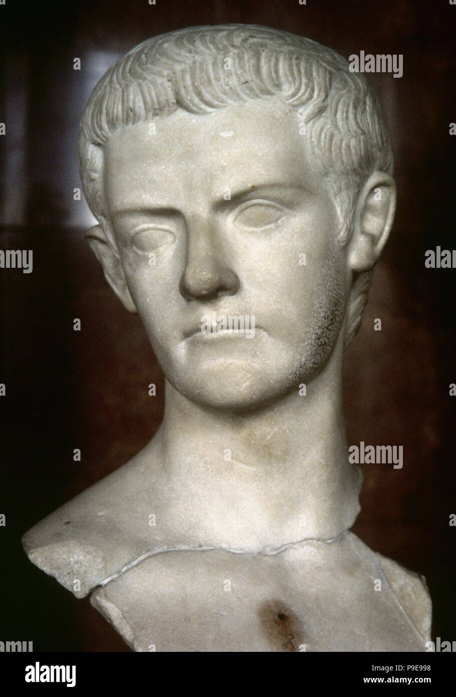 Caligula (12-41 N.CHR.). Römischer Kaiser (37-41 N.CHR.). Patrizier. Büste, Marmor. Louvre Museum. Paris, Frankreich. Stockfoto