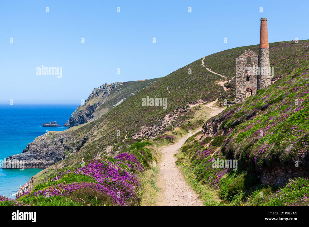 Wheal Coates alte Zinnmine auf den Klippen in der Nähe von St Agnes Cornwall uk Sommer Stockfoto