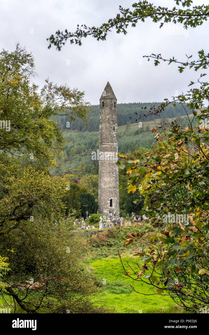 Glendalough Klosteranlage Stockfoto