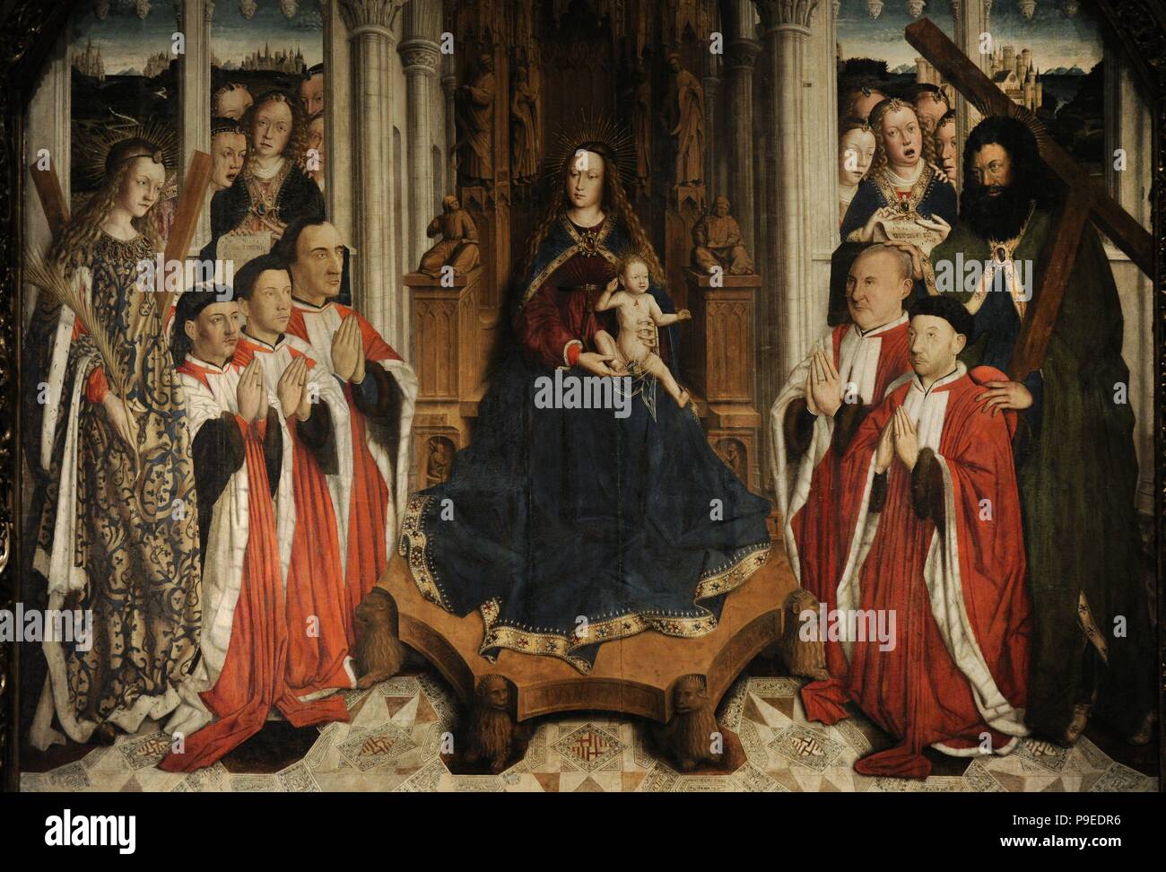 Lluís Dalmau (1443-1445). Pintor gótico Español. Retablo de la Virgen dels  Consellers (Mare de Déu dels Consellers), 1443-1445. Museo Nacional de Arte  de Catalunya (MNAC). Barcelona. Cataluña. España Stockfotografie - Alamy