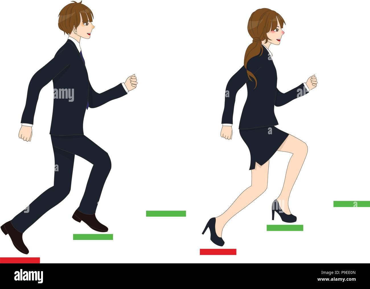 Geschäft Leute laufen nach oben. auf weißem Hintergrund. Vector Illustration. Stock Vektor