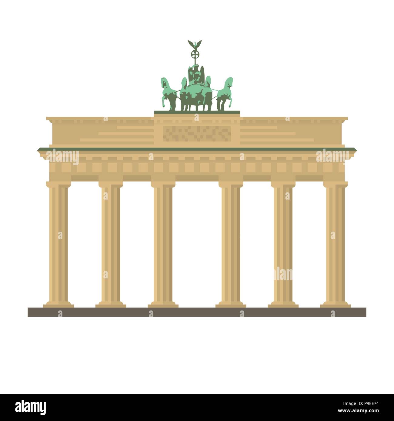 Flache Bauweise isoliert Vektor Symbol des Brandenburger Tor in Berlin, Deutschland Stock Vektor
