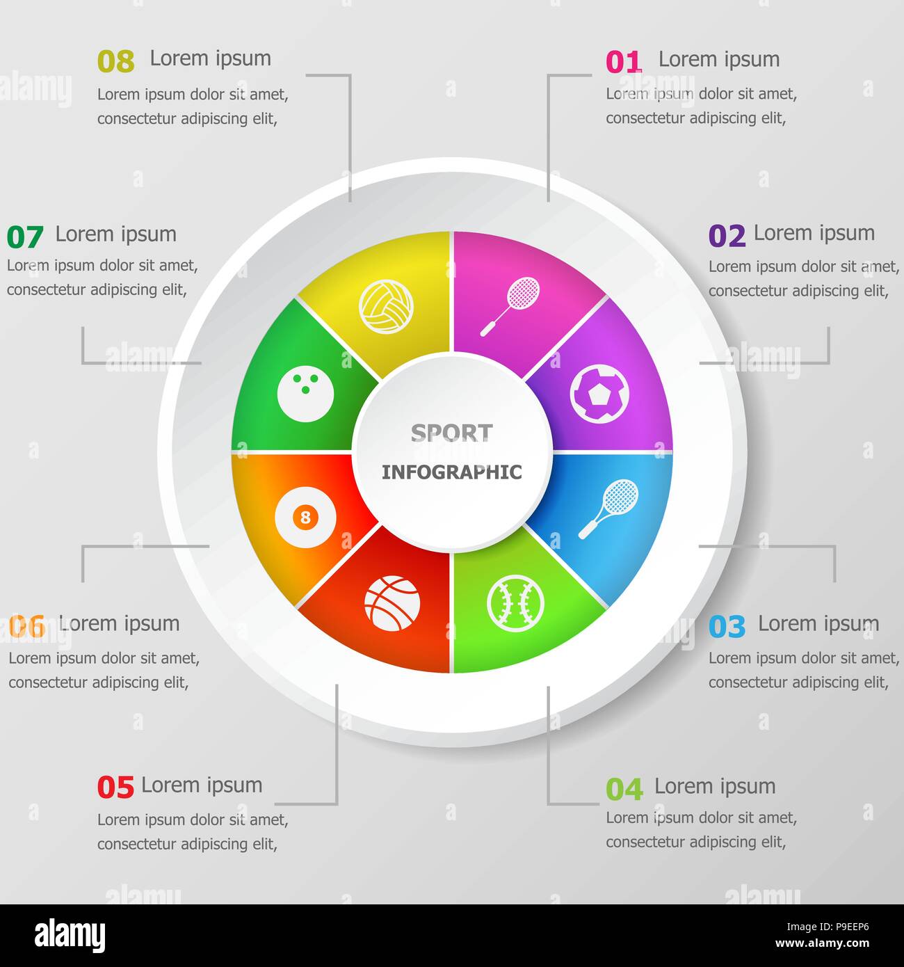 Infografik Design Template mit Sport Icons, Vektor Stock Vektor