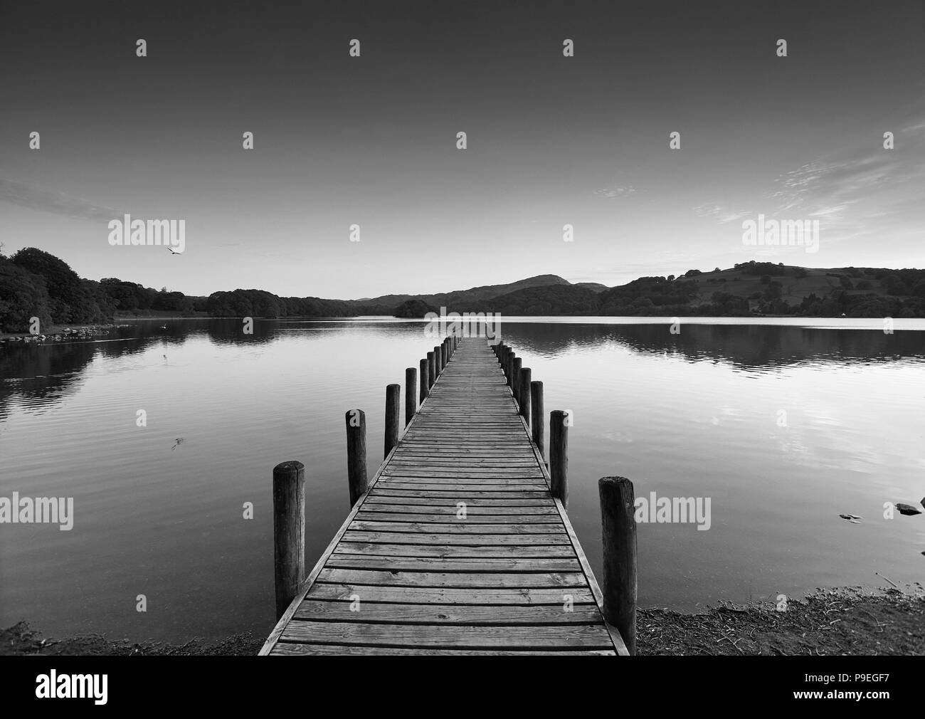 Park Moor Jetty, Coniston Water, der Nationalpark Lake District, Cumbria, England, UK, GB. Stockfoto