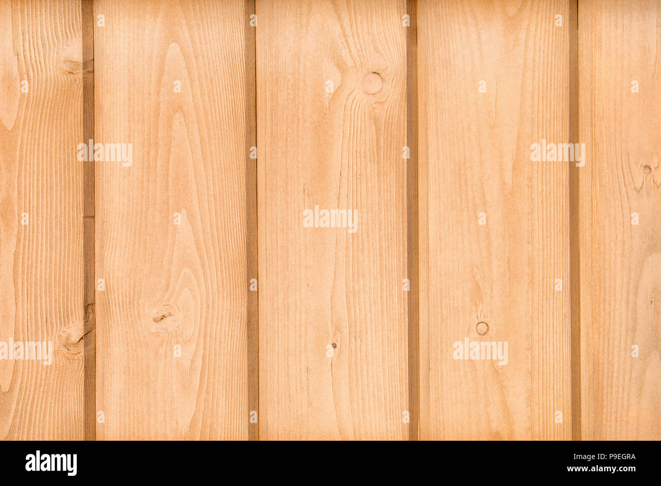 Beige Holzbretter hautnah. Textur und Hintergrund Stockfoto