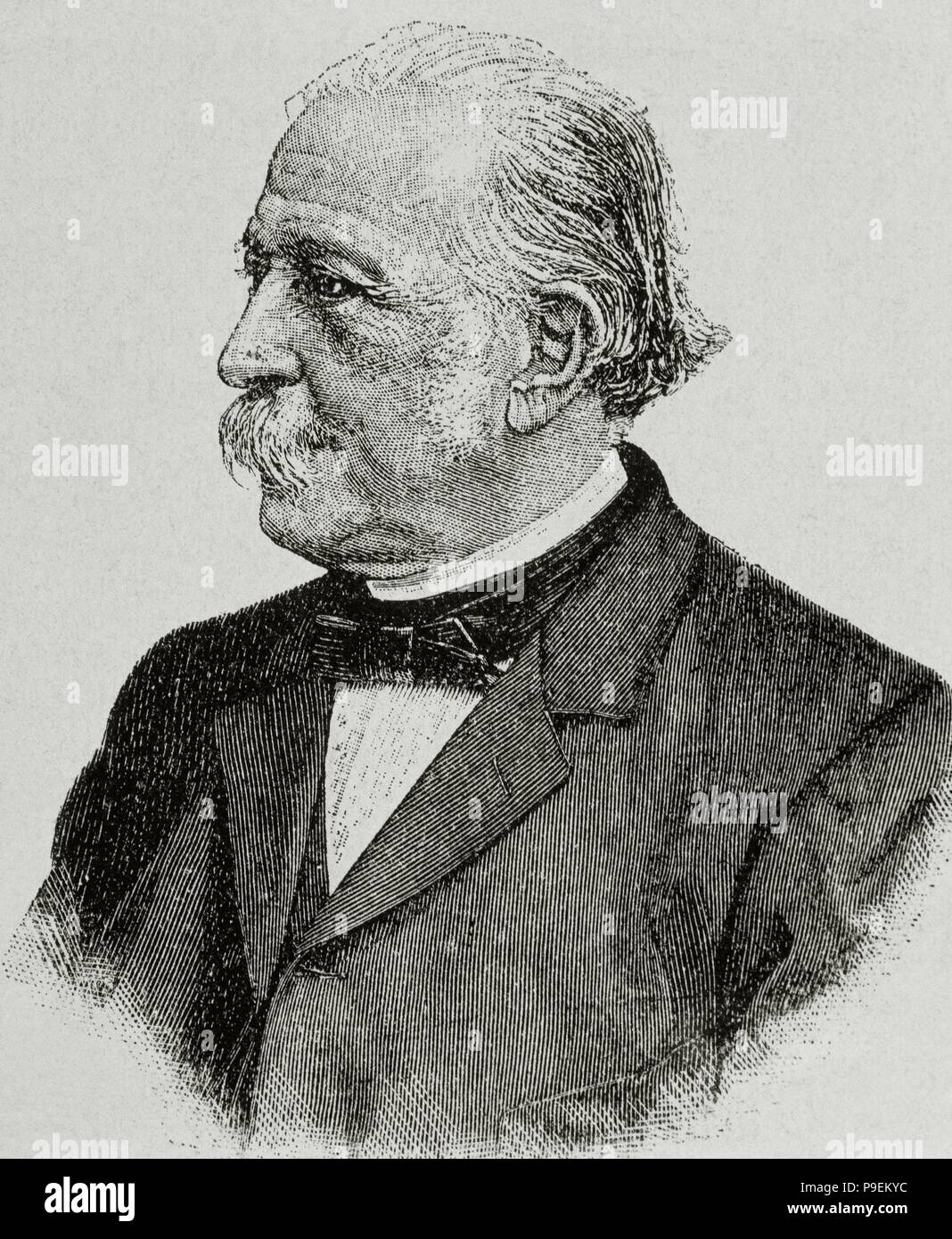 Theodor Fontane (1819-1898). Deutsche Schriftsteller. Porträt. Gravur. Stockfoto