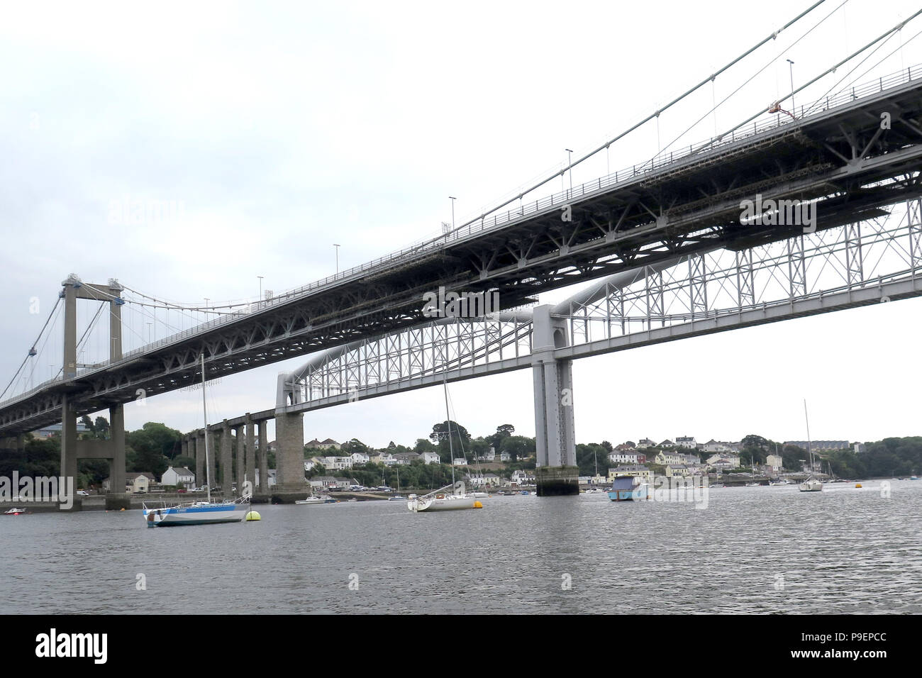 Tamar Bridge aus Cornwall Seite Stockfoto