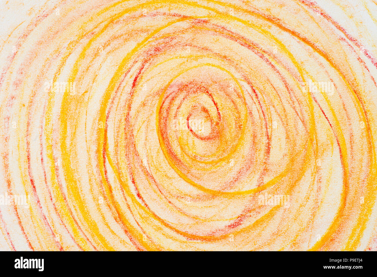 Orange Farbe Kreide Kreise auf Papier zeichnen bacground Textur Stockfoto