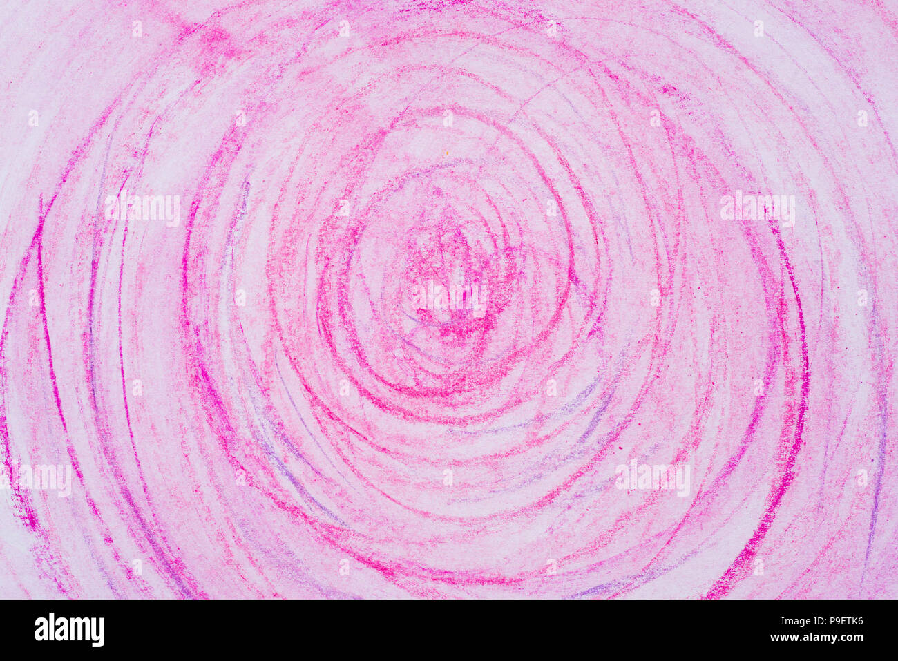 Rosa Farbe Kreide Kreise auf Papier zeichnen bacground Textur Stockfoto
