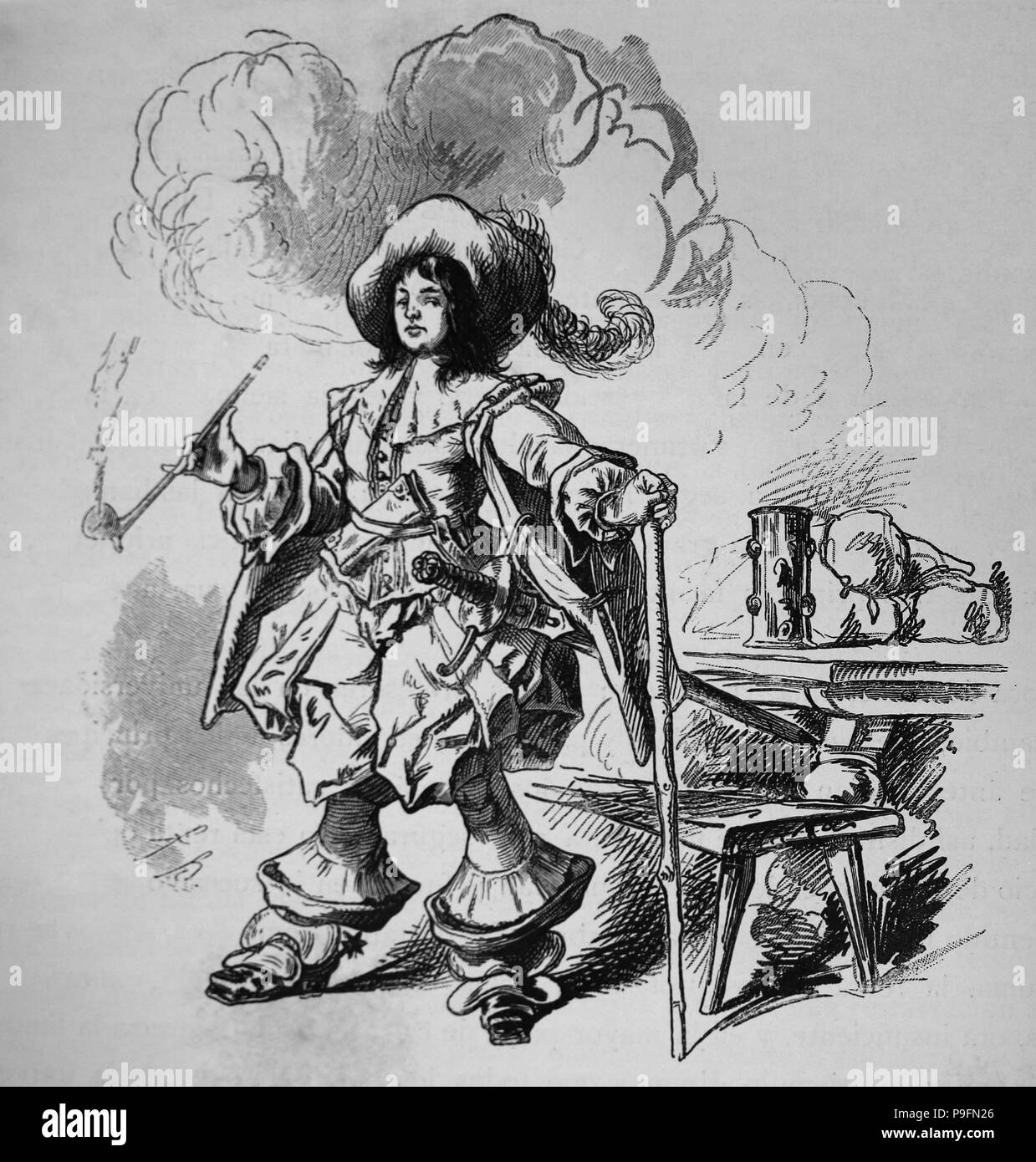 Deutsche Schüler. 17 Cent. Gravur, "Germania, zwei tausend Jahre der Geschichte der Bundesrepublik Deutschland". Von Juan Scherr. Stockfoto