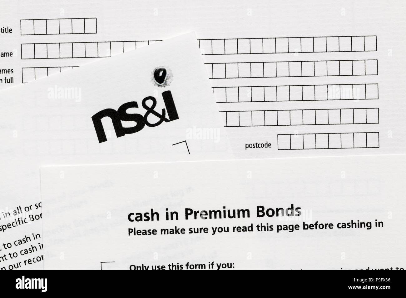 Formen in den Premium bonds Cash Stockfoto