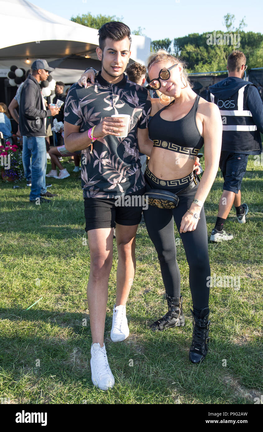Celebs besuchen Erdbeeren & Band Creem Festival mit: junaid Ahmed, Aisleyne Horgan-Wallace Wo: Cambridge, Großbritannien Wann: 16 Jun 2018 Credit: Phil Lewis/WENN.com Stockfoto