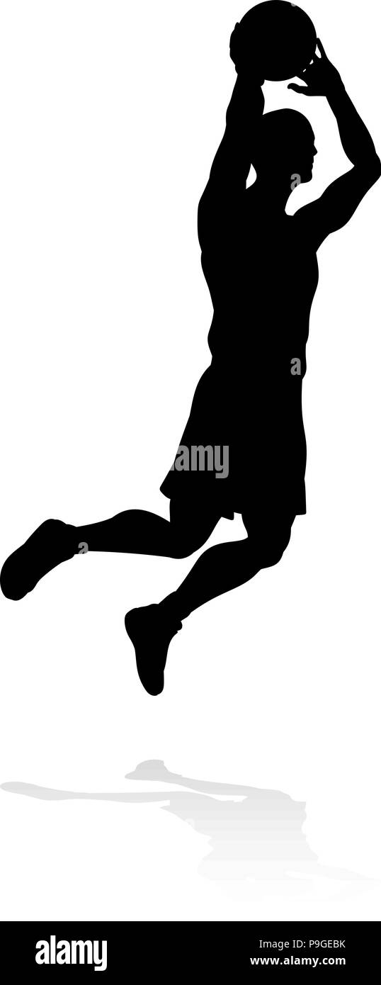 Silhouette Basketballspieler Stock Vektor