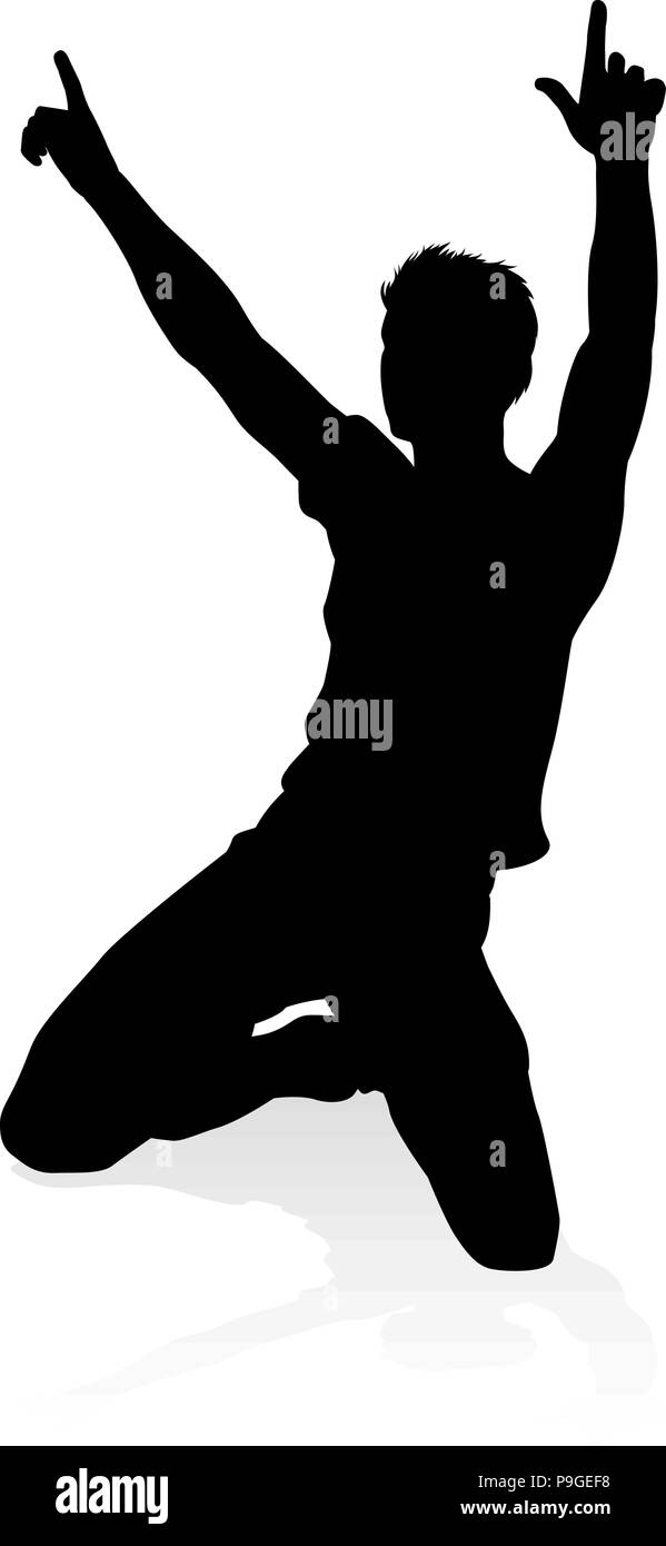 Sänger Pop oder Rock Star Silhouette Stock Vektor