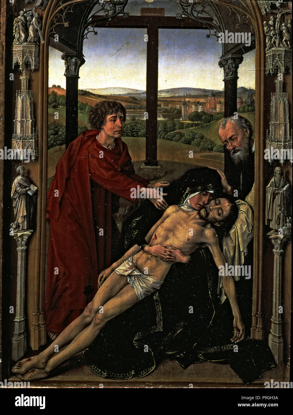 Die Frömmigkeit", Tabelle von einem Triptychon von Roger van der Weyden. Stockfoto