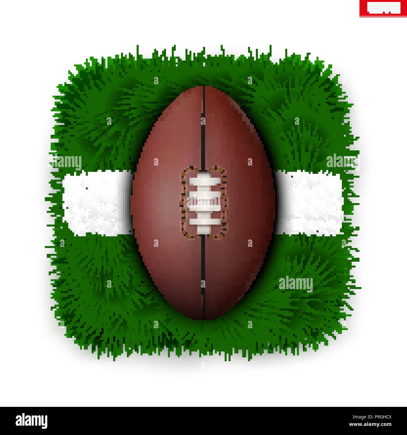 Symbol Australian Football Feld Ball auf Gras Stock Vektor