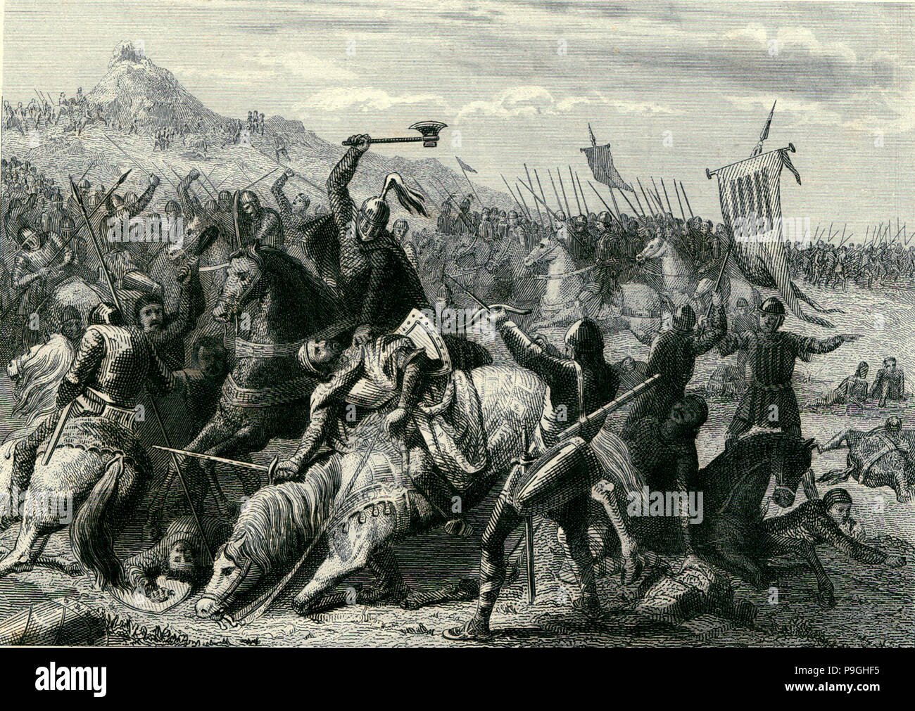 Schlacht bei Muret, 12.09.1213, König Pedro I. von Katalonien und II. von Aragon starb in der Schlacht, verlieren kann… Stockfoto