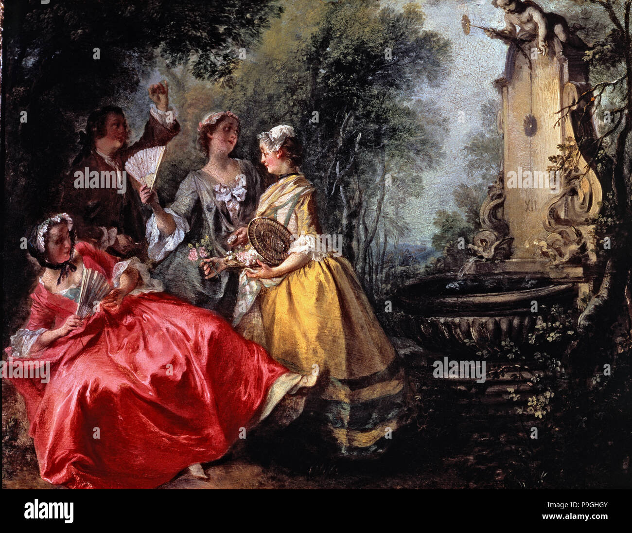 '12.00 Uhr', Gemälde der Serie "Die vier Zeiten des Tages", 1741, von Nicolas Lancret. Stockfoto '12.00 Uhr', Gemälde der Serie "Die vier Zeiten des Tages", 1741, von Nicolas Lancret. Stockfoto