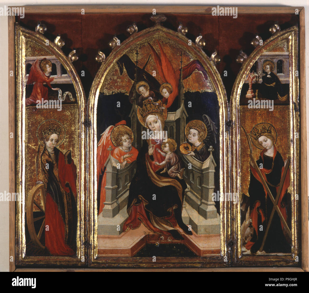 "Triptychon von der Jungfrau Maria", Tempera auf Panel, C. 1400 bis 1430. Im zentralen Bereich der Virgi... Stockfoto