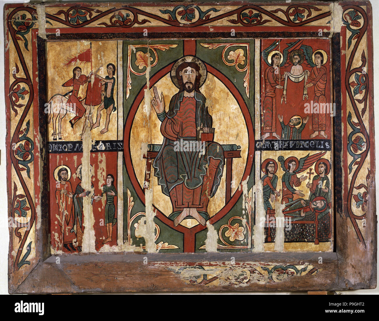 'Frontalen St. Martin von Tours, Tempera auf Holz, die Arbeit besteht aus einem zentralen Pantokrator bl ... Stockfoto