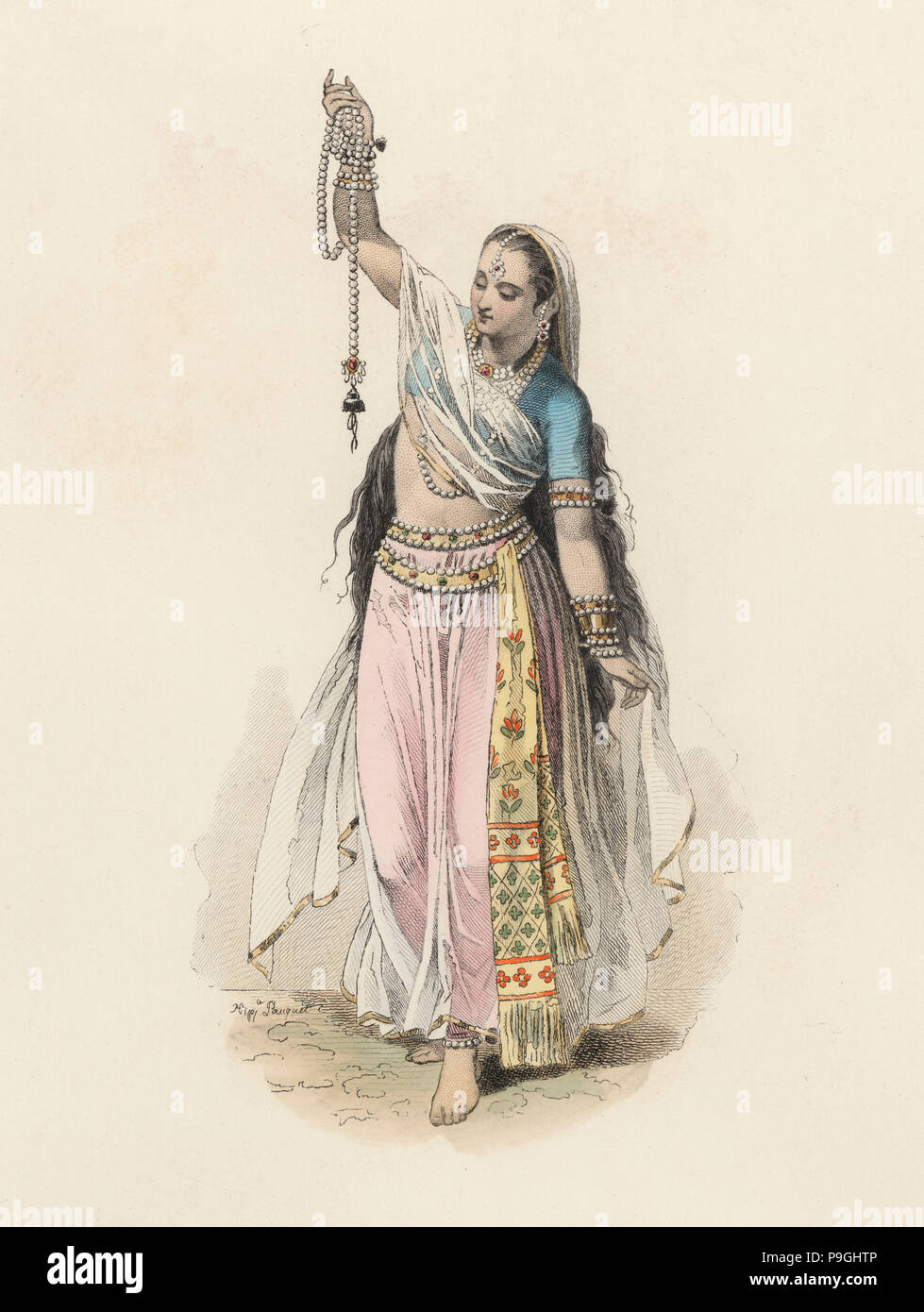 Hindustan Frau in der Moderne, Farbe Gravur 1870. Stockfoto