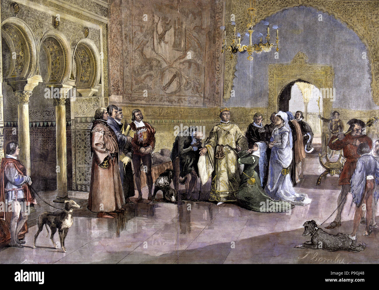 Lllustration für "Der Arzt seiner Ehre", Kupferstich, koloriert im ilustración Española y Ameri... Stockfoto