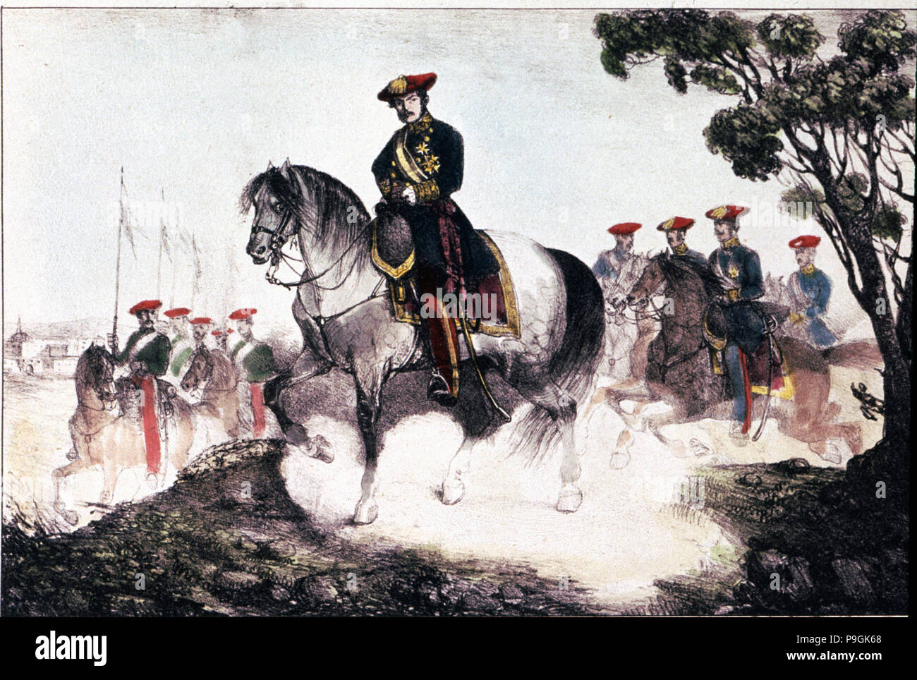 Erste Wagenliste Krieg (1833-1840), North Wagenliste Truppen, die Infante Sebastian Maria Gabriel de Bor ... Stockfoto