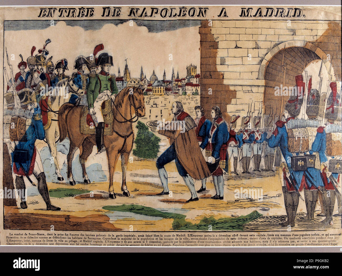 Eintrag von Napoleon in Madrid", Kupferstich von Jean Charles Pellerin. Stockfoto