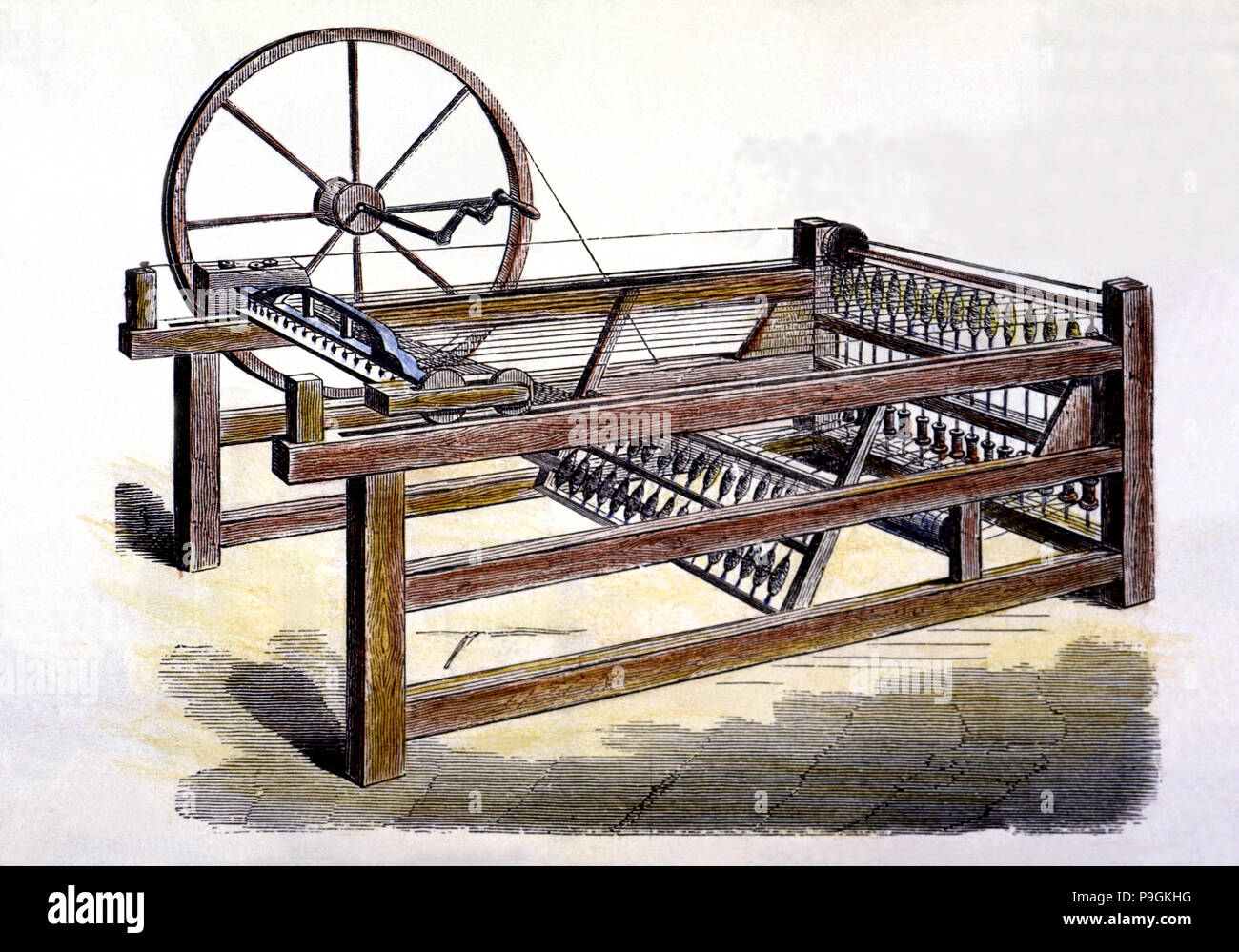 Hargreaves Spinner, im Jahr 1768 erfunden, auch als 'Spinning Jenny" bekannt. Stockfoto