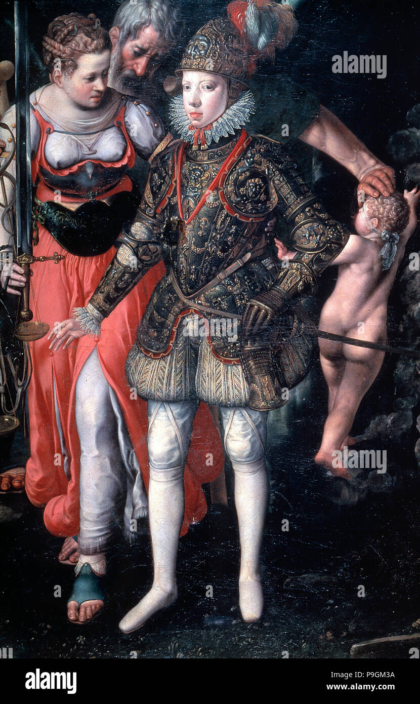 Allegorie der Bildung von Philipp III. von Spanien (1598-1621). Stockfoto